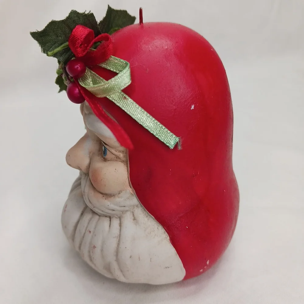 Vintage Ceramic Santa Head Bell Christmas Ornament Figurine